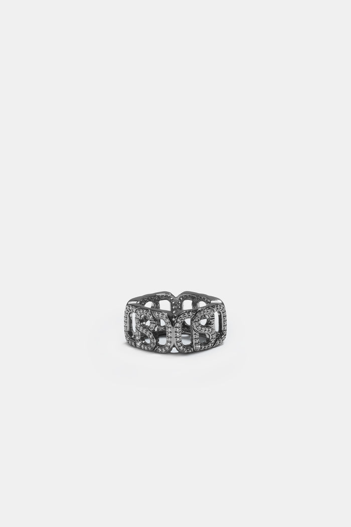 Briana Crystal Ring Brooch - Hematite