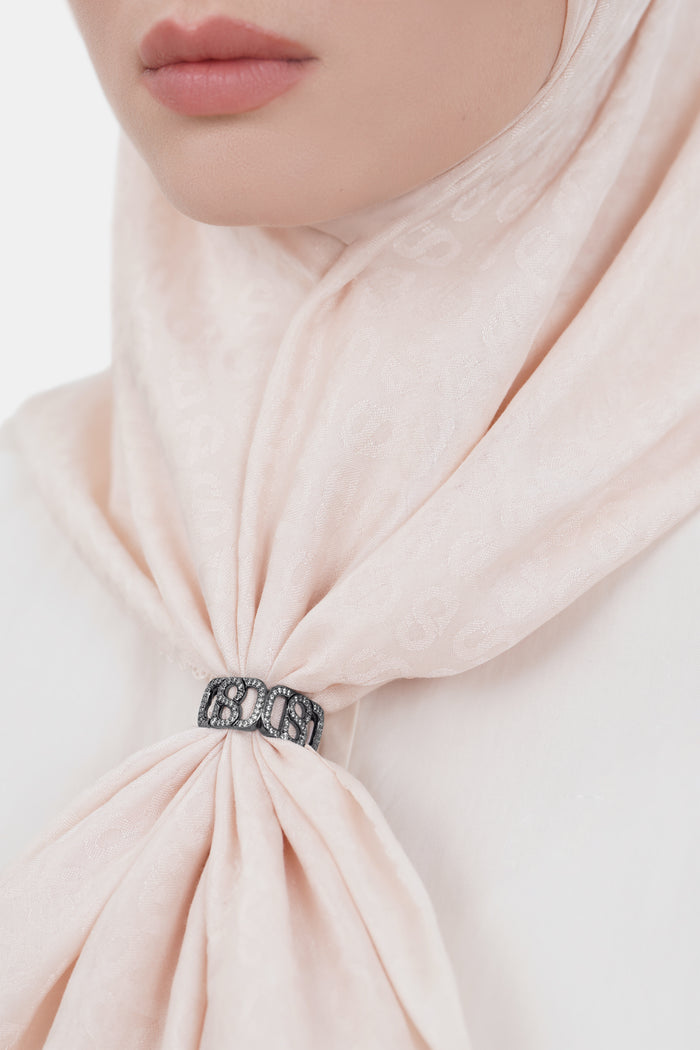 Briana Crystal Ring Brooch - Hematite
