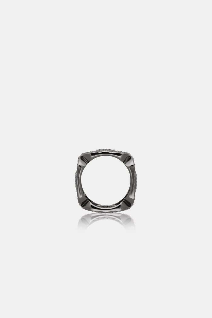 Briana Crystal Ring Brooch - Hematite
