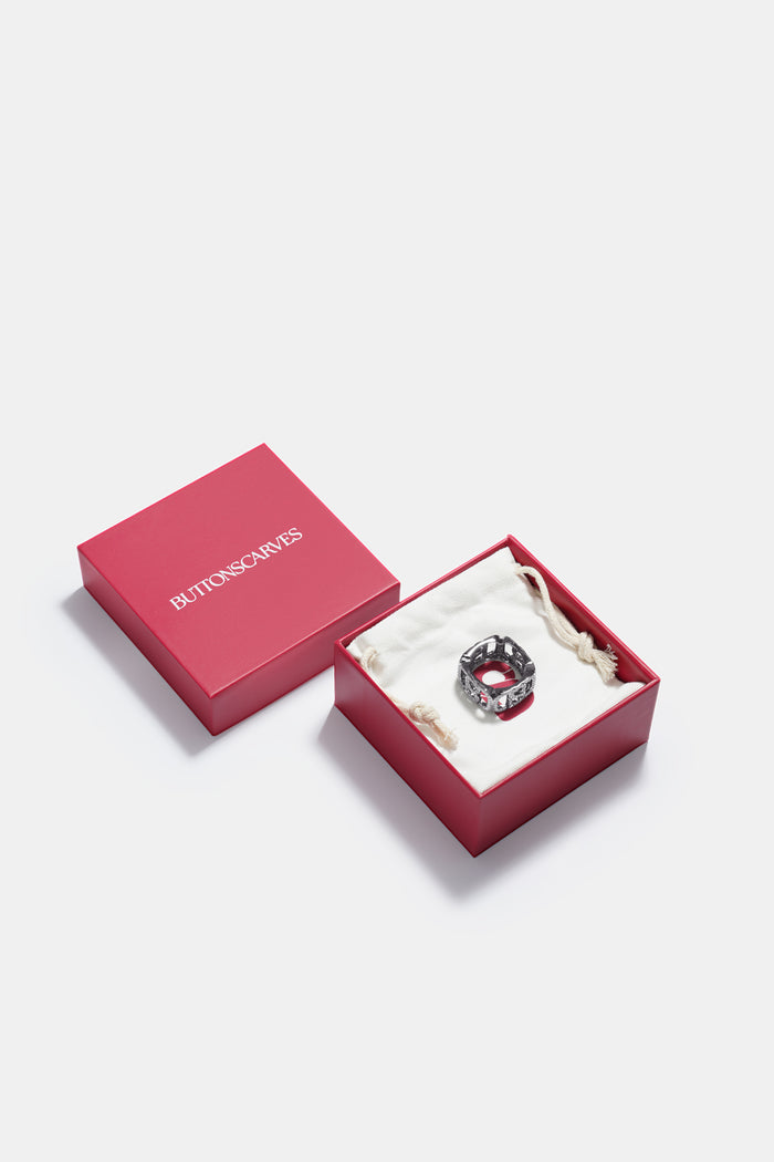Briana Crystal Ring Brooch - Hematite