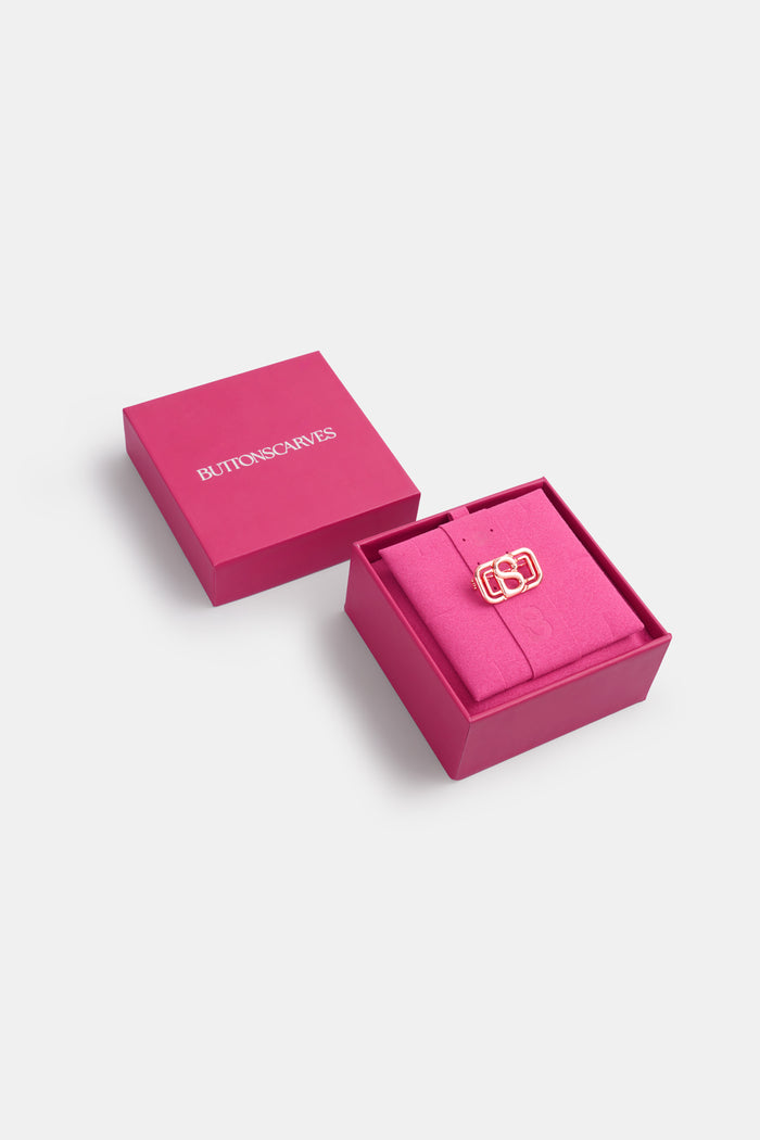 briana pin brooch in rose gold by buttonscarves packaging details
