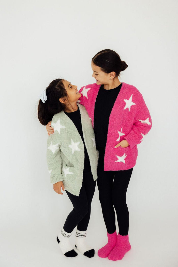 Bright Pink/Coconut Star Cozy Socks-Mila & Rose ®