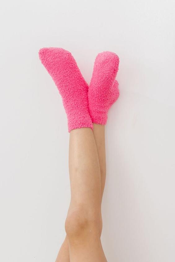 Bright Pink/Coconut Star Cozy Socks-Mila & Rose ®