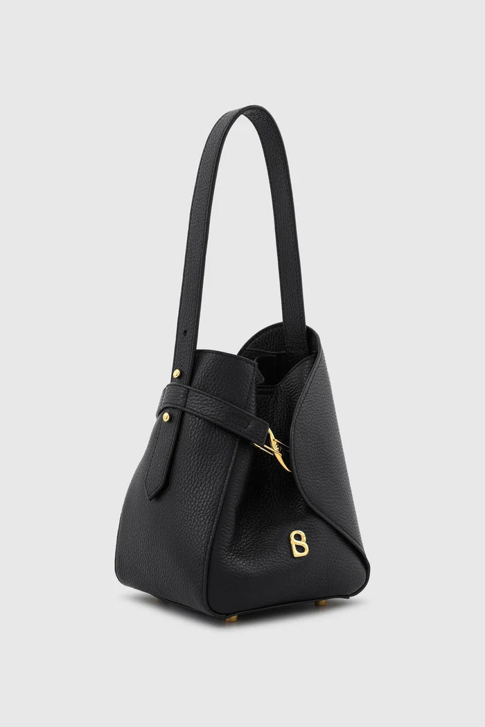 britney bag small in black with ghw by buttonscarves front view