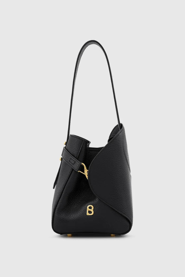 britney bag small in black with ghw by buttonscarves front view