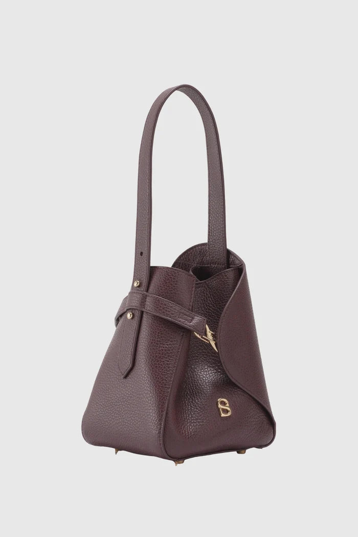 britney bag small in burgundy with ghw by buttonscarves front view