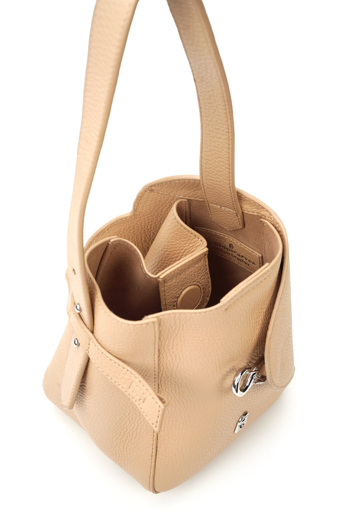 britney bag small in champagne by buttonscarves top view