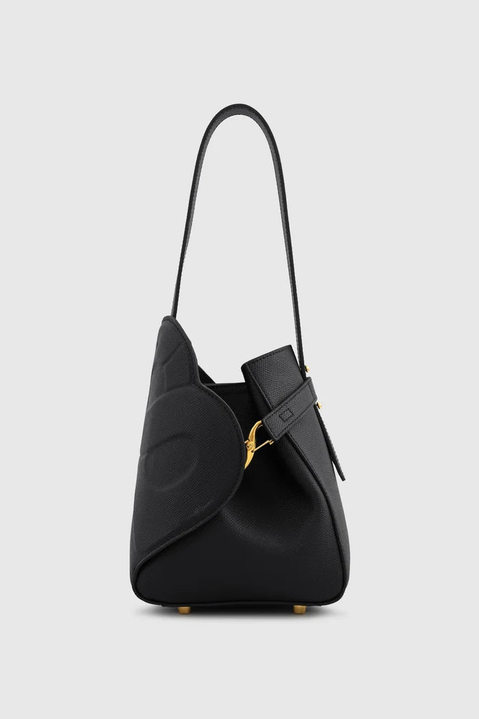 britney bag small with saffiano leather in black by buttonscarves back view