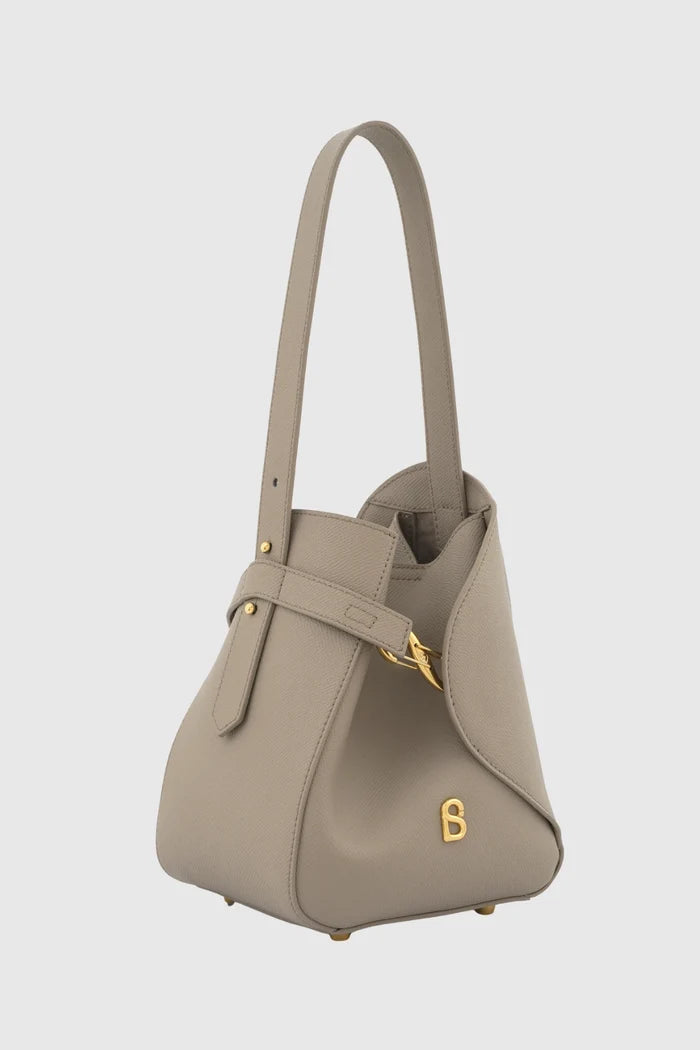 britney bag small with saffiano leather in creta by buttonscarves front view