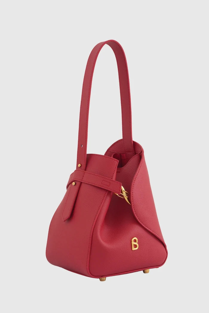 britney bag small with saffiano leather in lacca by buttonscarves front view