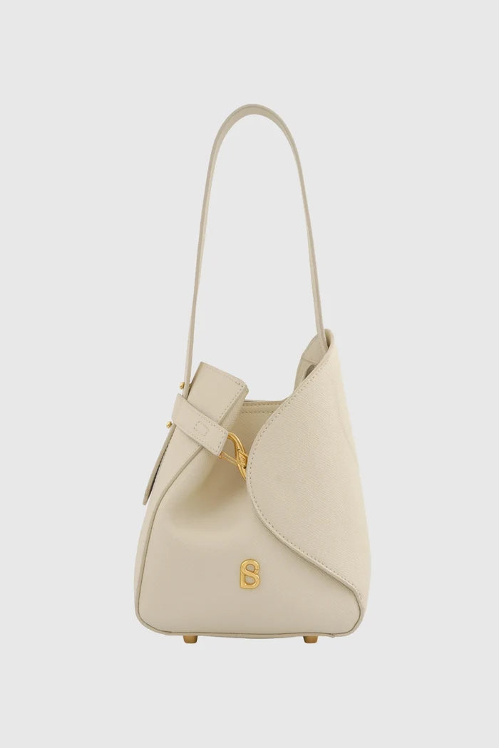 britney bag small with saffiano leather in lamb by buttonscarves front view