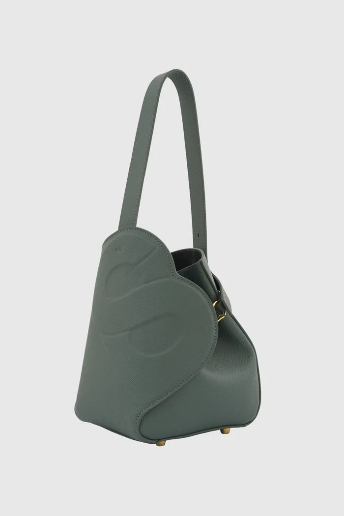 britney bag small with saffiano leather in loden by buttonscarves