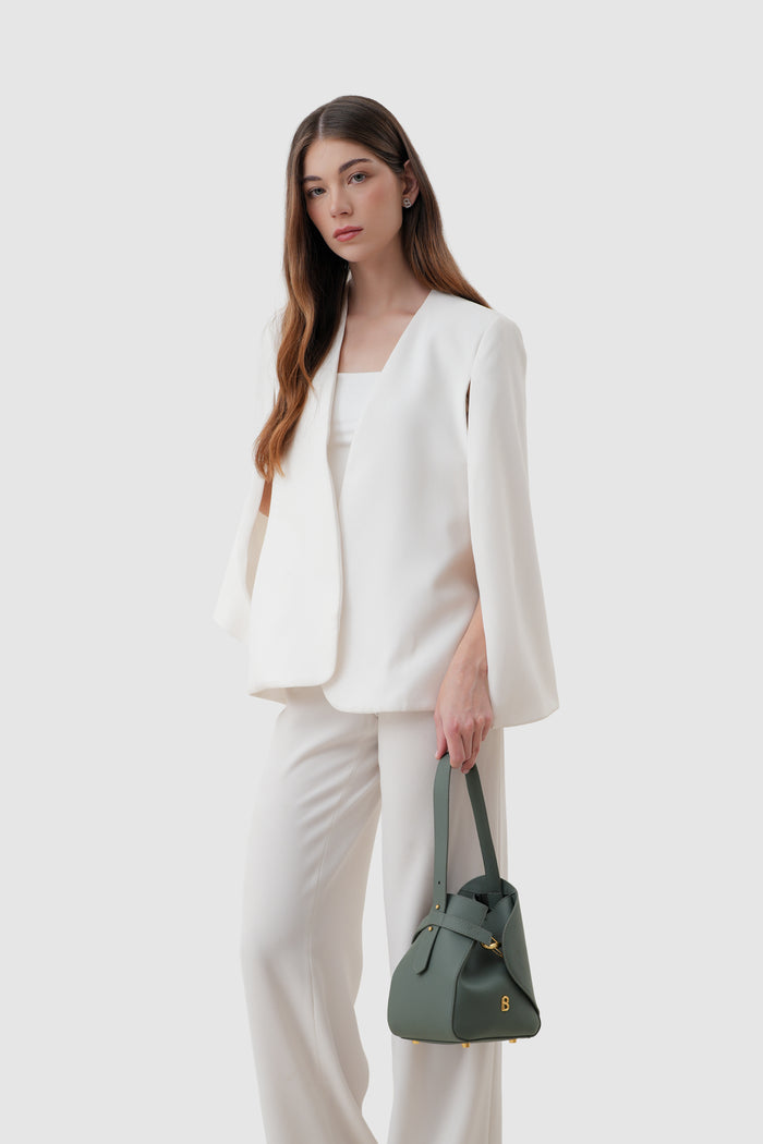 britney bag small with saffiano leather in loden by buttonscarves hand bag style
