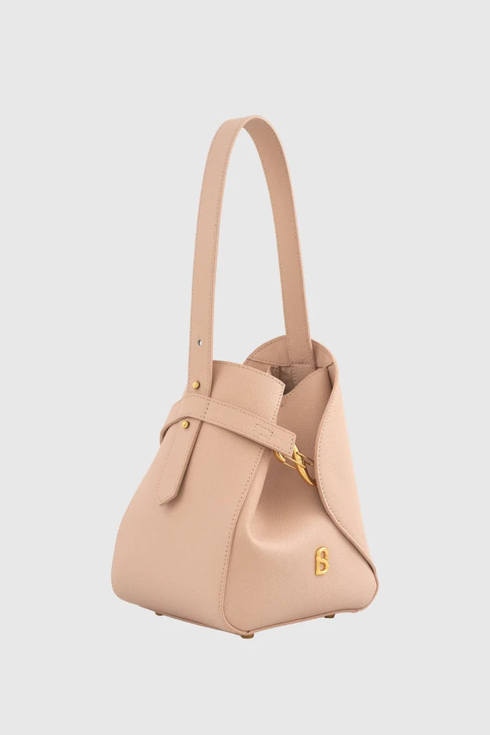 britney bag small with saffiano leather in seaside by buttonscarves front view
