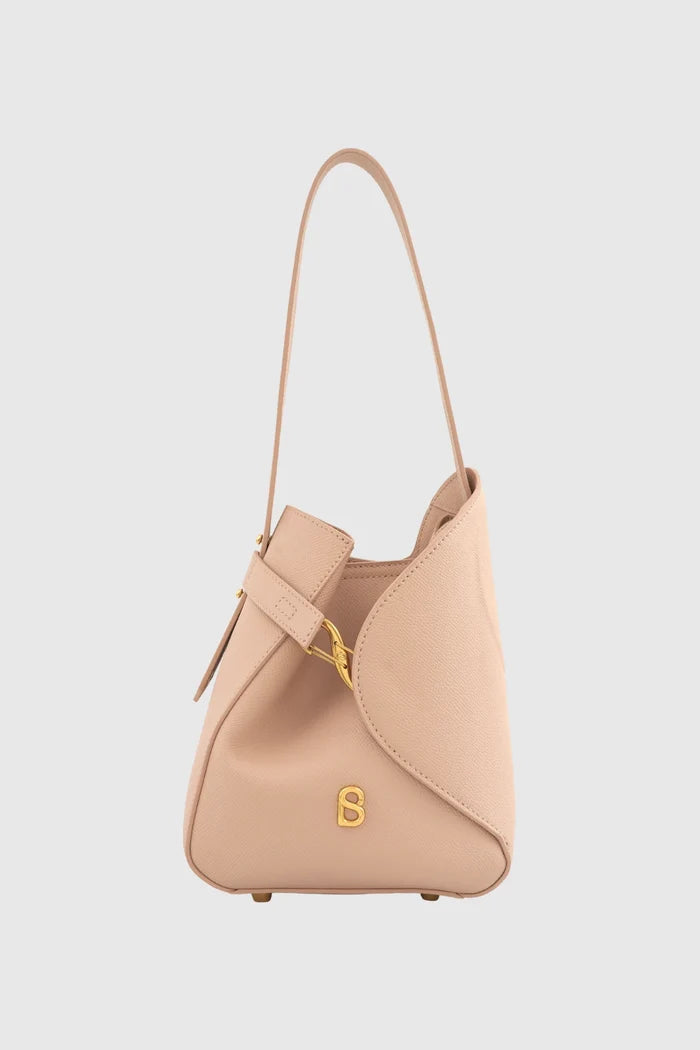 britney bag small with saffiano leather in seaside by buttonscarves front view
