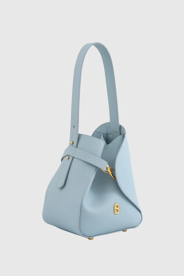 britney bag small with saffiano leather in waterfall by buttonscarves front view