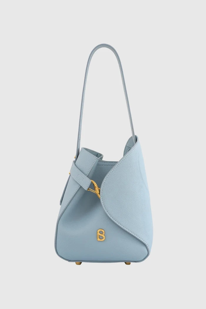 britney bag small with saffiano leather in waterfall by buttonscarves front view