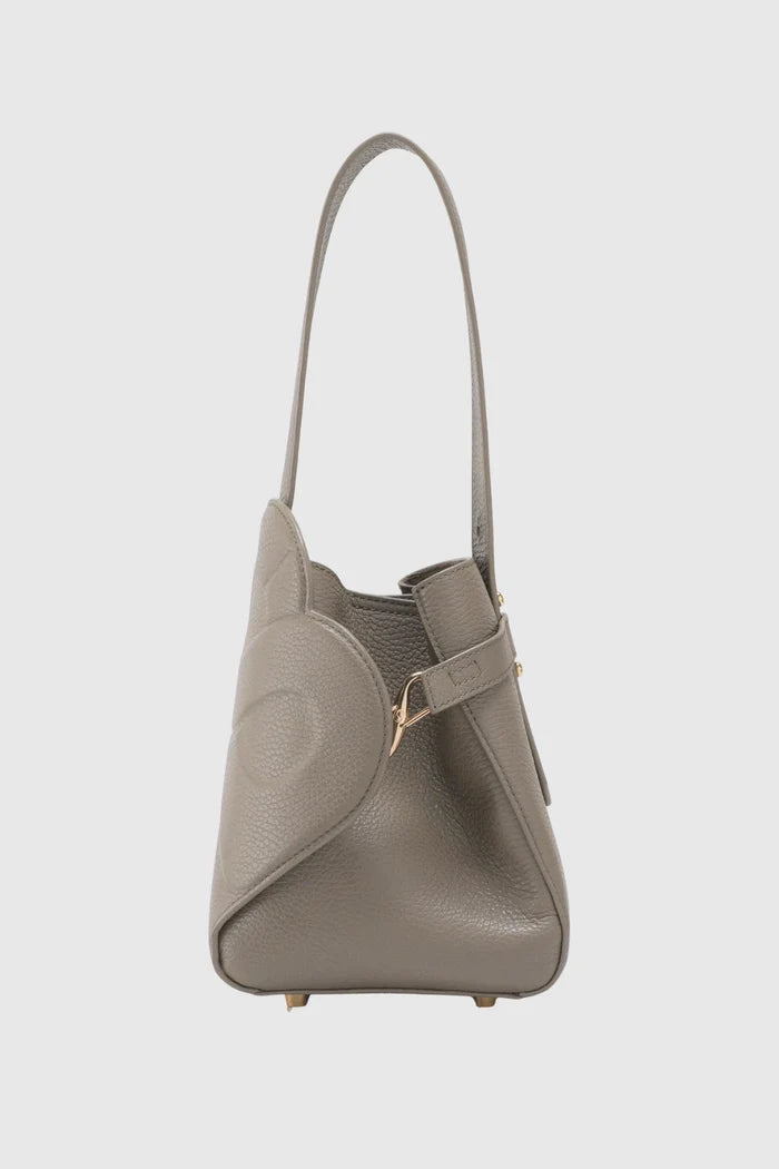 britney bag small in taupe with ghw by buttonscarves back view