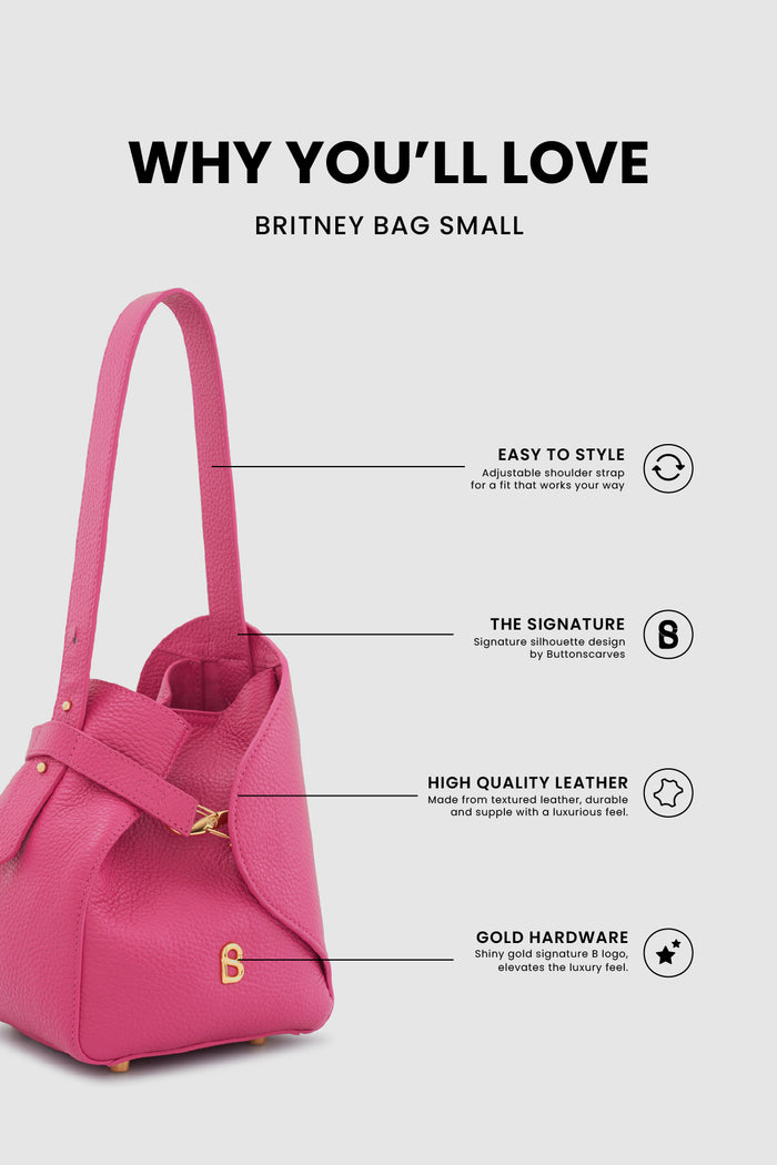 britney bag small in viva magenta by buttonscarves feature overview