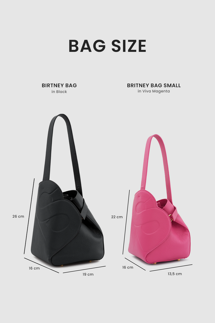 britney bag small in viva magenta by buttonscarves size comparasion