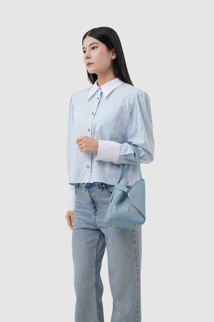 britney bag small in waterfall with ghw by buttonscarves carried on wrist
