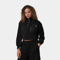 Brooklyn Fleece 1/4 Zip Hike Mike Womens Top (Black/White)
