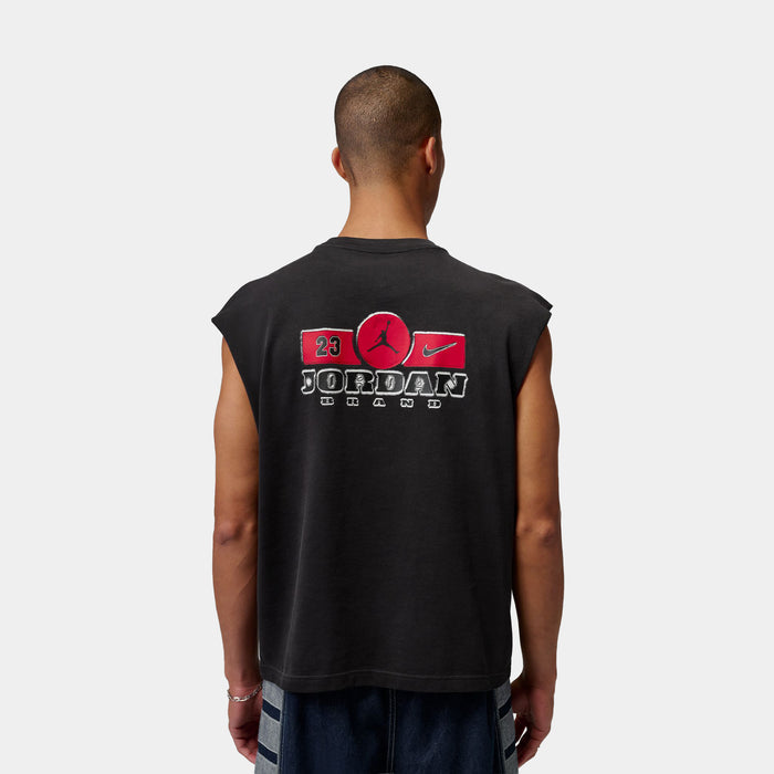 Brooklyn Sleeveless Muscle Mens Short Sleeve Shirt (Black/Gym Red)