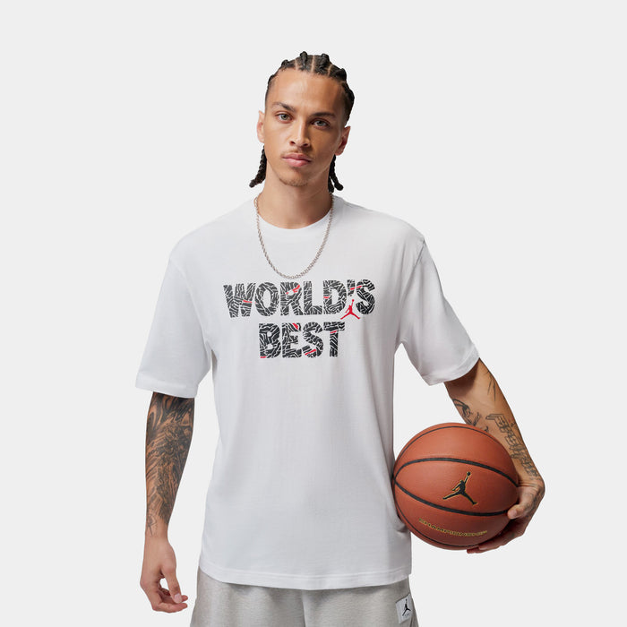 Brooklyn World's Best Graphic Mens Short Sleeve Shirt (White/University Red)