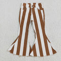 brown stripes girls bell bottom jeans        E5-24