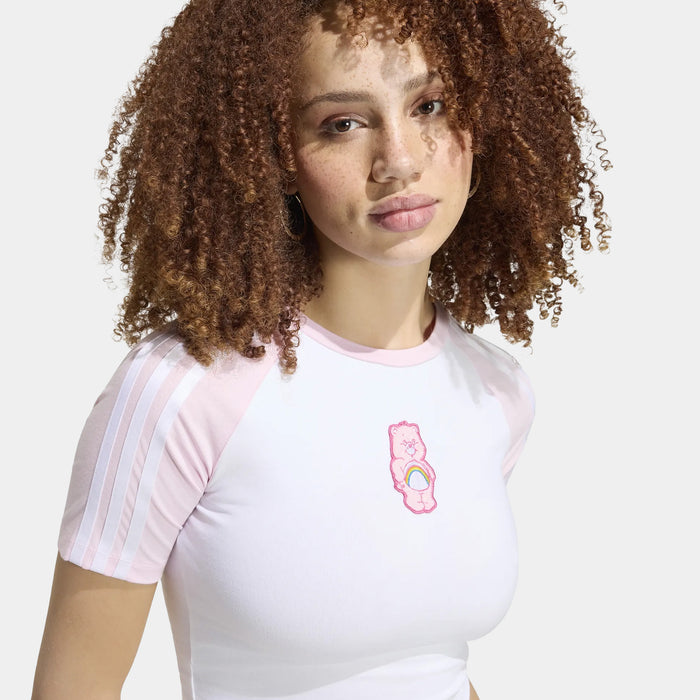 Care Bear Baby Tee Womens Short Sleeve Shirt (White/Clear Pink)