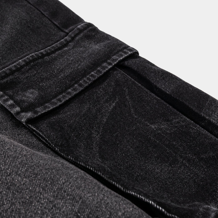 Cargo Pocket Denim Mens Pants (Black)