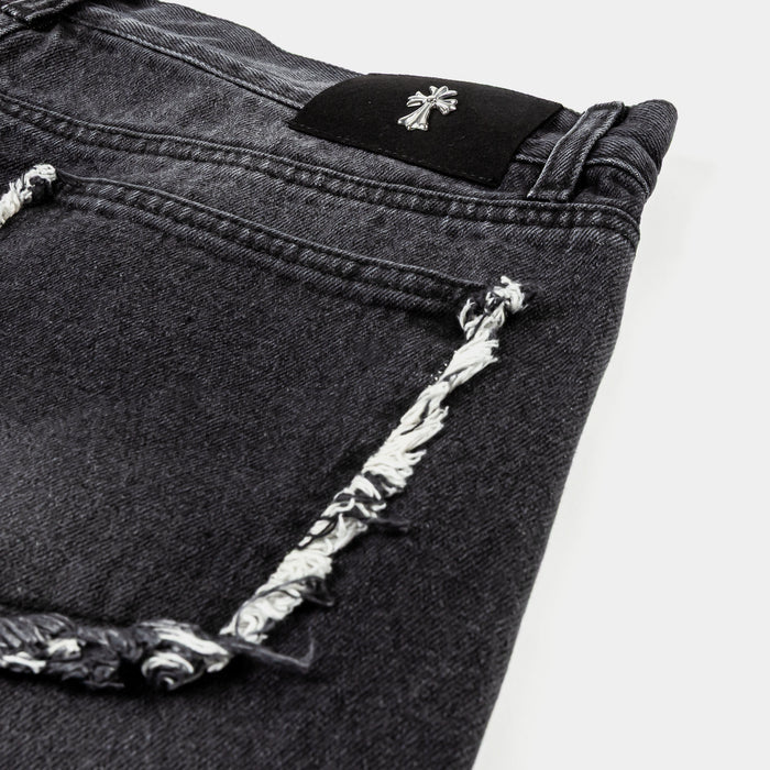 Chains Denim Mens Shorts (Black)