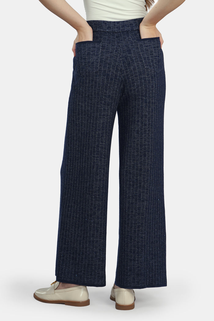 charlotte knit pants in navy by buttonscarves back view