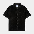 Chenille Button Up Mens Short Sleeve Shirt (Black)