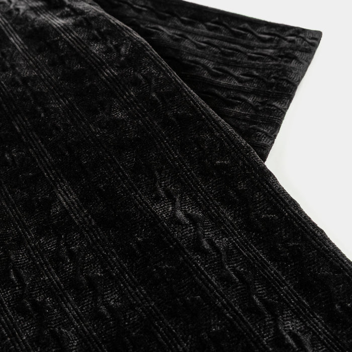 Chenille Button Up Mens Short Sleeve Shirt (Black)