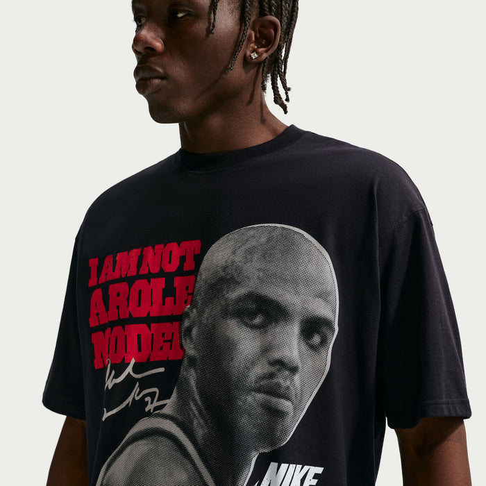 Chuck I Am Not A Role Model Graphic Mens Short Sleeve Shirt (Black/Red)
