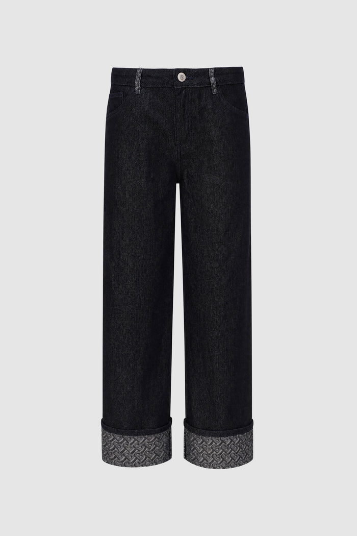 claire denim pants in black by buttonscarves