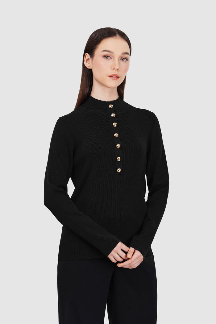 Clare Knit Top - Black