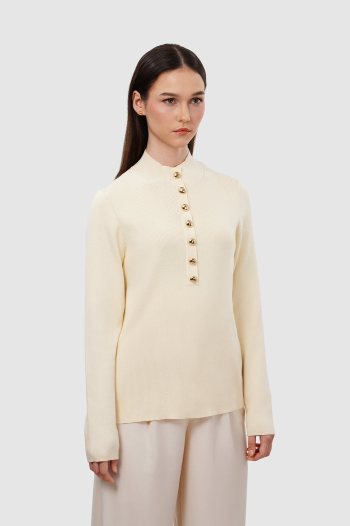 Clare Knit Top - Ivory