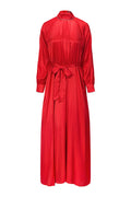 Claudia Monogram Pleated Dress - Red