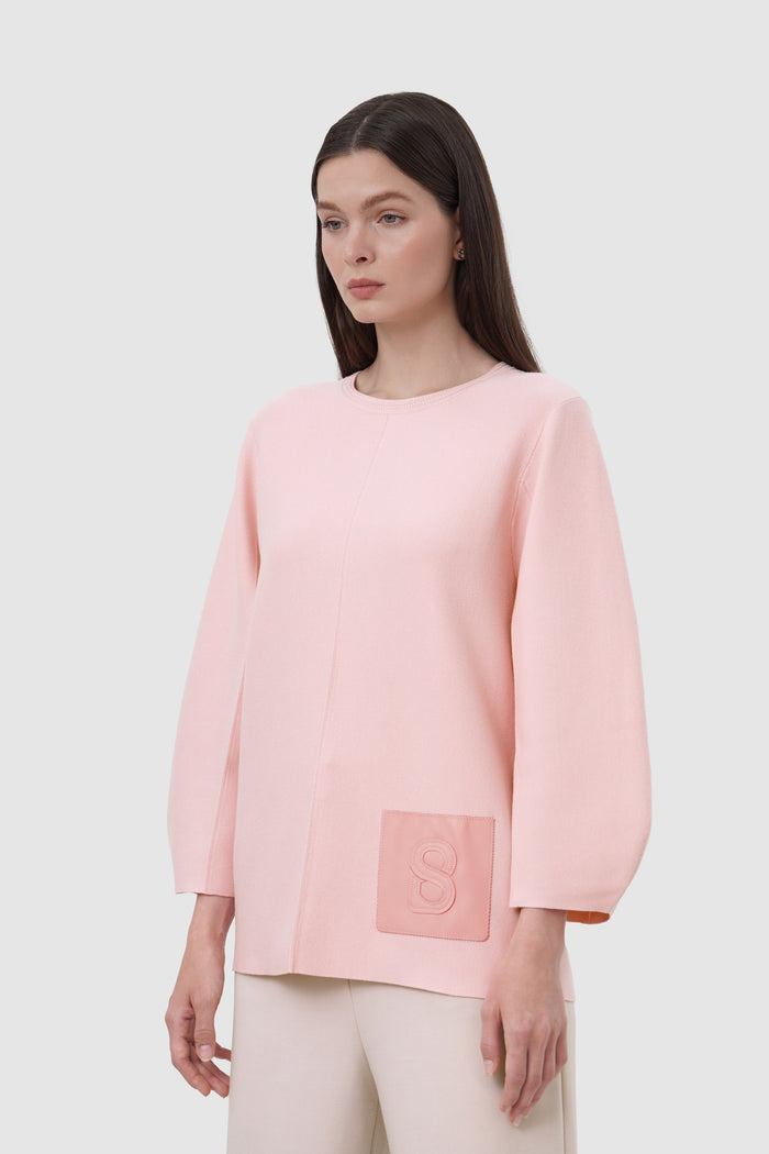 clea sweatshrt in blush by buttonscarves front view