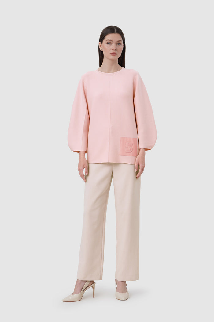 clea sweatshrt in blush by buttonscarves front view