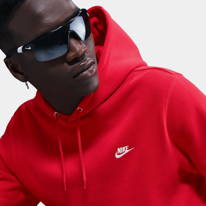Club Pullover Fleece Mens Hoodie (University Red/University Red/White)
