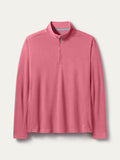 Light pink solid quarter-zip pullover, flat lay on a light background.