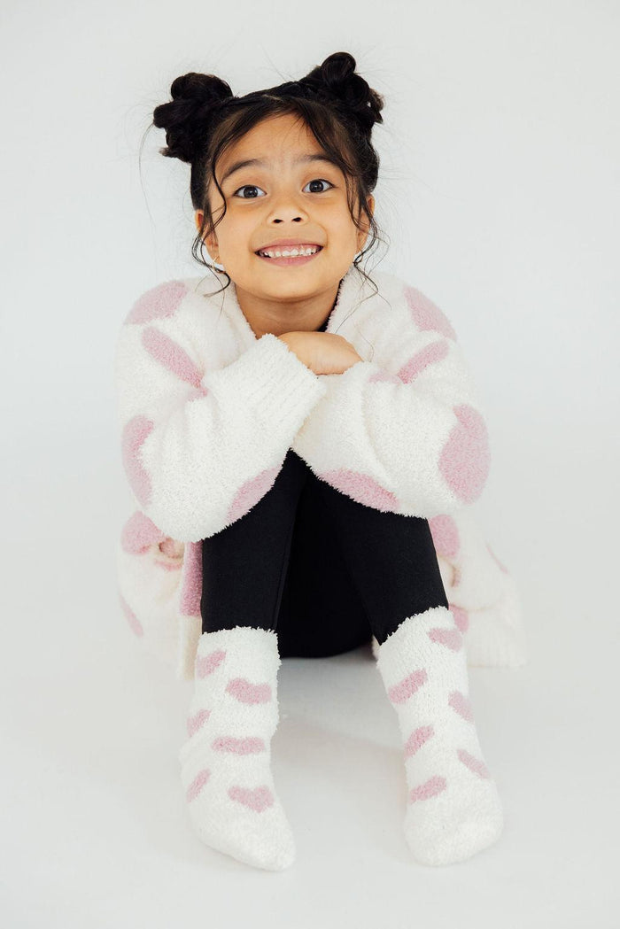 (V) Coconut/Light Pink Heart Cozy Cardigan-Mila & Rose ®