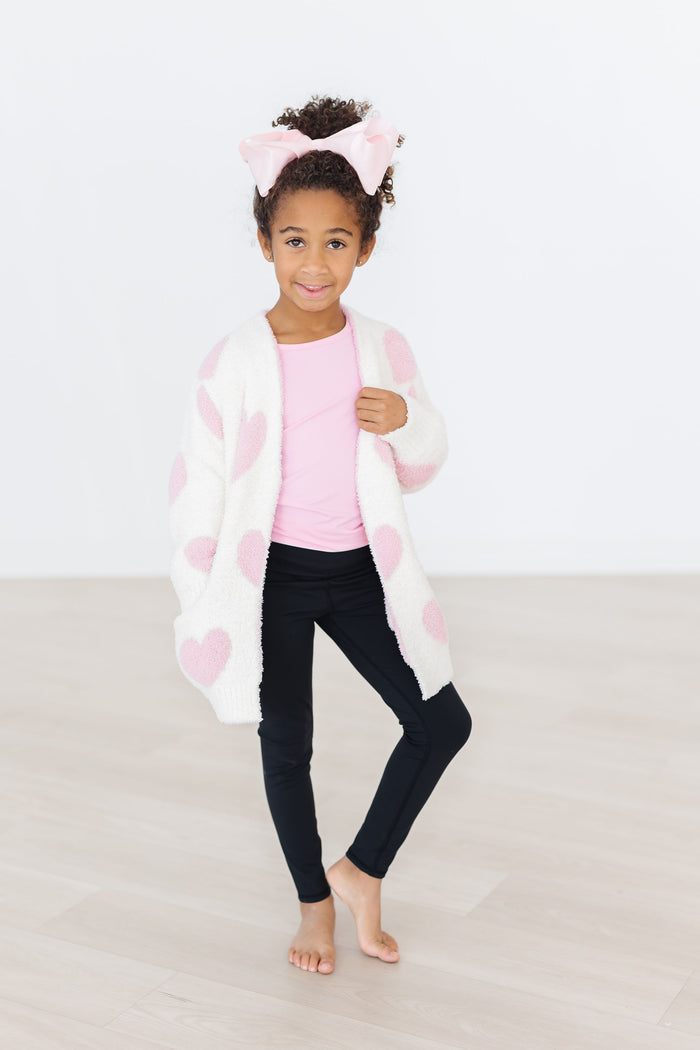 (V) Coconut/Light Pink Heart Cozy Cardigan-Mila & Rose ®