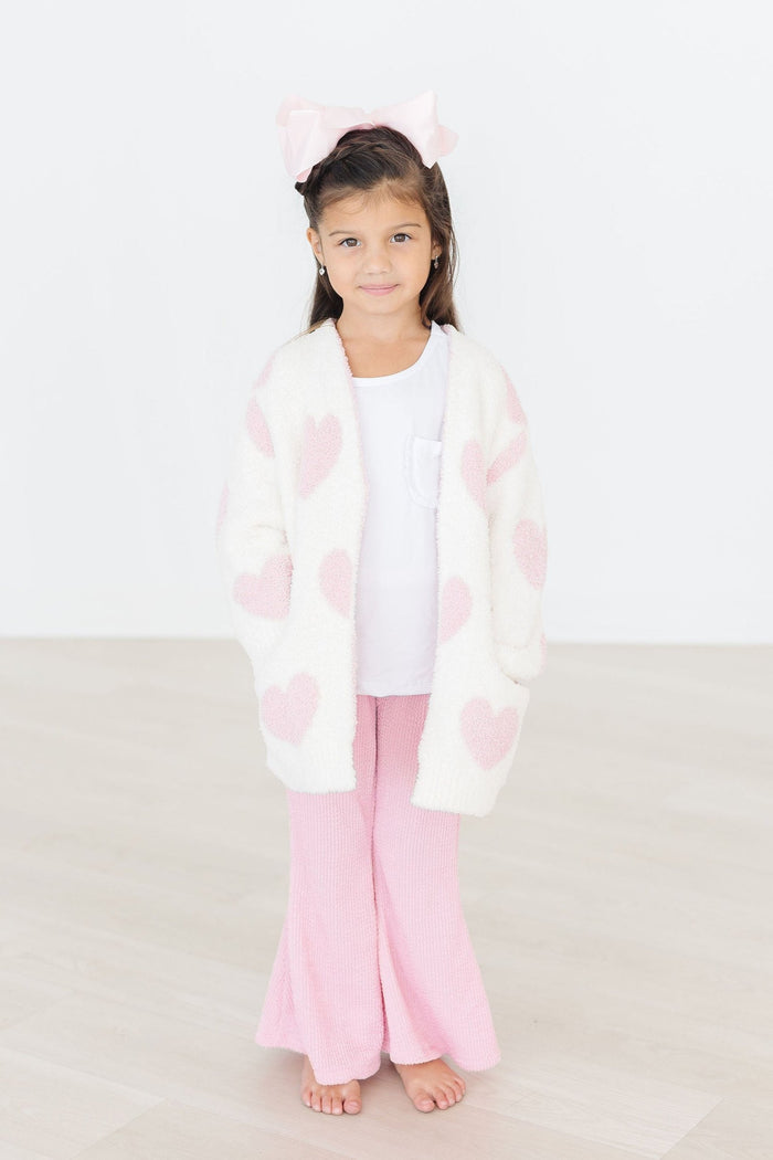 (V) Coconut/Light Pink Heart Cozy Cardigan-Mila & Rose ®