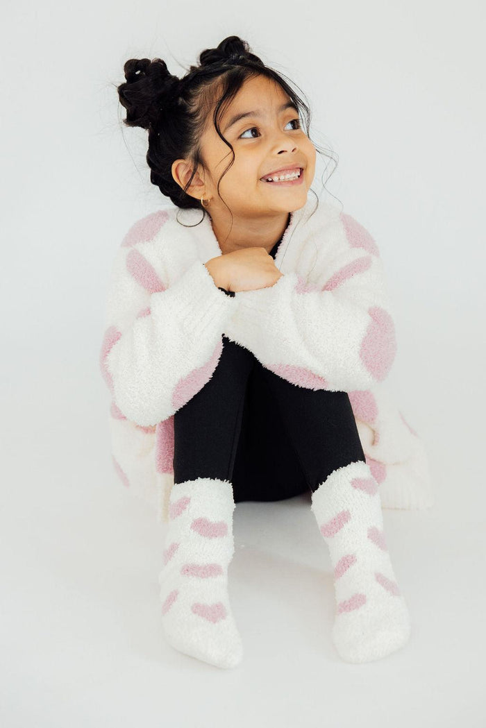 (V) Coconut/Light Pink Heart Cozy Cardigan-Mila & Rose ®
