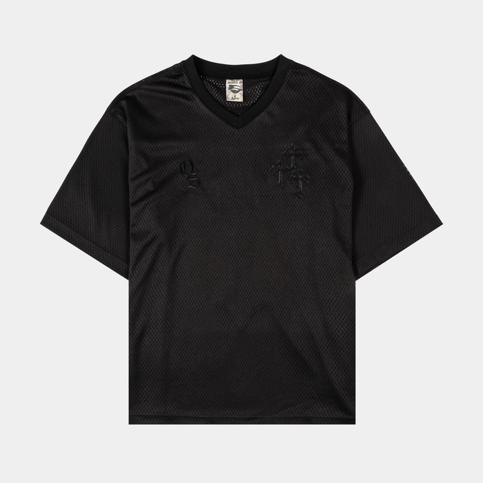 Cross Rhinestone Mesh Mens Jersey (Black)