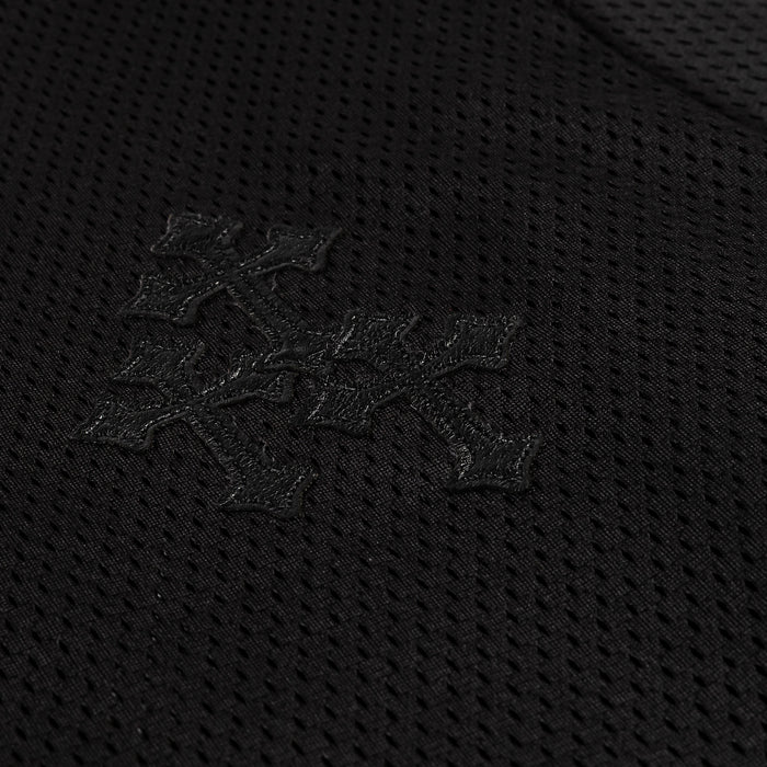 Cross Rhinestone Mesh Mens Jersey (Black)